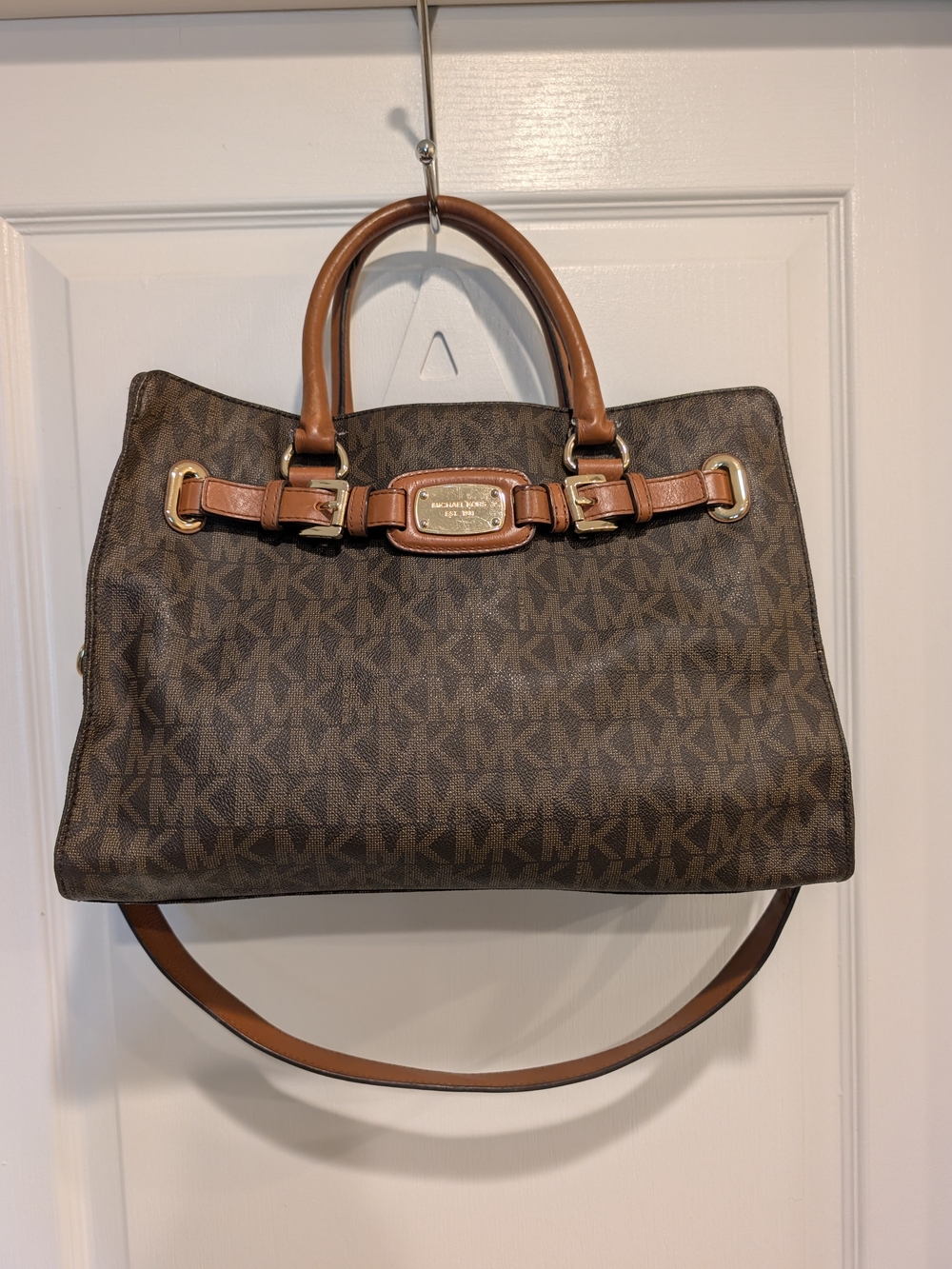 Michael Kors Brown Signature Logo Satchel Shoulder Bag